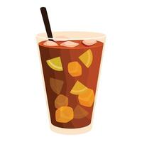 Refreshing iced tea with lemon and ice cubes in a tall glass vector