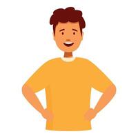 Smiling teenager with hands on hips expressing confidence and joy vector