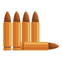 Five bullets standing and lying representing crime and violence vector