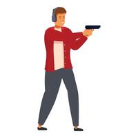 Man shooting with headphones and gun at firing range vector