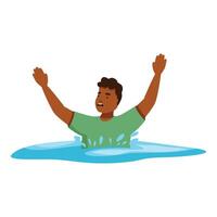 Man drowning in water raising hands asking for help vector