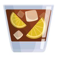 Refreshing long island iced tea with lemon slices and ice cubes in a glass vector