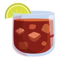 Cuba libre cocktail with lime and ice cubes refreshing summer drink vector