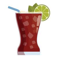 Refreshing cuba libre cocktail with lime and mint on white background vector