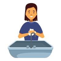 Nurse washing hands with soap over sink for hygiene and infection control vector