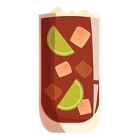 Cuba libre cocktail with lime wedges and ice cubes in highball glass vector