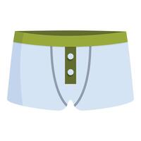 Light blue men's underpants with green elastic band and buttoned fly vector