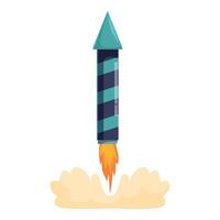 Firework rocket launching, creating smoke and flames vector