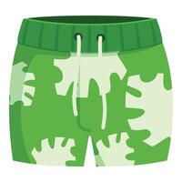 Green swimming trunks with tropical leaf print for summer vacation vector