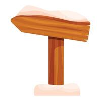 Wooden signpost covered with snow pointing left in winter vector