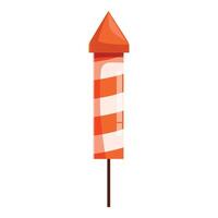 Red and white striped firework rocket ready to launch vector