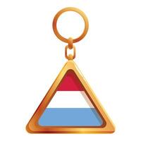 Triangular keychain showing luxembourg flag hanging from gold ring vector