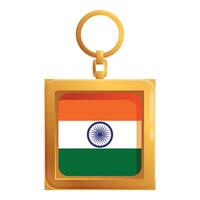 Golden keychain showing indian flag on white background vector