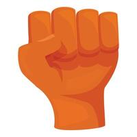Orange fist symbolizing strength and resistance is raised in protest vector