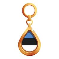 Golden keychain showing estonian flag hanging on white background vector