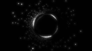 Sci fi dynamic shiny atom core with magnetic field. Black hole warps space. Abstact science magic plasma sphere, orb with gravity strength. Singularity explosion in space. 4k 60fps looped graphic. video