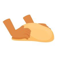 Baker kneading dough for bread making process vector