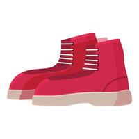 Pair of red boots with laces on white background vector