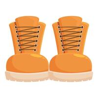 Pair of yellow hiking boots standing on white background vector