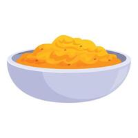 Turmeric powder in bowl, adding flavor and color to cuisine vector