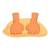 Hands kneading dough on table, baking bread and cookies vector