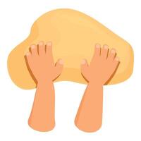 Baker kneading dough for bread making process, top view vector