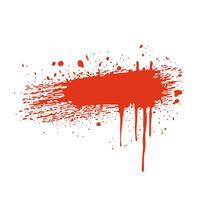 Grunge red blood splatter in flat design. Stained spot with flowing droplets. illustration isolated. vector