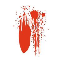 Grunge red blood splatter in flat design. Flowing blot with melting drops. illustration isolated. vector