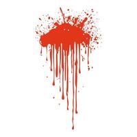 Grunge red blood splatter in flat design. Bleeding blot with flowing drips. illustration isolated. vector