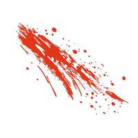 Grunge red blood splatter in flat design. Splashing paintbrush spot with drips. illustration isolated. vector
