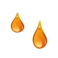 Honey drops in flat design. Gold sticky droplets, sweet apiculture product. illustration isolated. vector