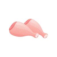 Raw chicken legs in flat design. Uncooked broiler poultry meat on bones. illustration isolated. vector