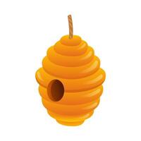 Honey bee hive in flat design. Hanging rounded beehive for insects. illustration isolated. vector