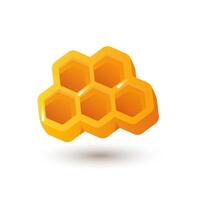 Gold honeycomb in flat design. Honey bee wax hexagons, grid in beehive. illustration isolated. vector