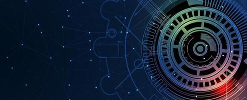 a futuristic background with a blue and red clock vector