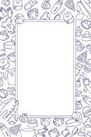 vertical frame of toys and items for newborns, hand-drawn in cartoon style. contour drawing. vector