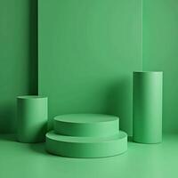 Green Cylinders and Platforms Product Display Mockup photo