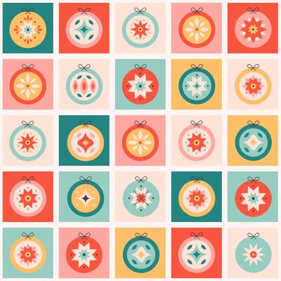 Cute seamless pattern with Christmas tree toys. Christmas ornaments. Print for wallpapers, textiles, wrapping paper,