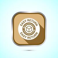 Easy return icon design illustration, Easy return label for product packaging. Gold shadow button design vector