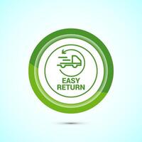 Easy return icon design illustration, Easy return label for product packaging. Green color button design vector