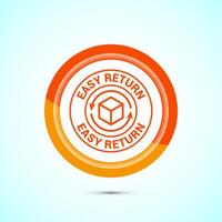 Easy return icon design illustration, Easy return label for product packaging. Orange color button design vector