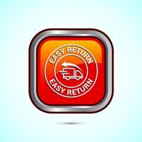 Easy return icon design illustration, Easy return label for product packaging. Orange color square button design vector