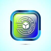 Easy return icon design illustration, Easy return label for product packaging. Glossy square button design vector