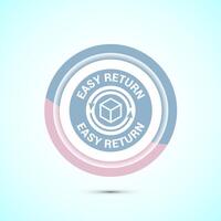 Easy return icon design illustration, Easy return label for product packaging. Pastel color button design vector