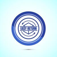 Easy return icon design illustration, Easy return label for product packaging. Blue color button design vector