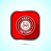Easy return icon design illustration, Easy return label for product packaging. Red shadow button design vector
