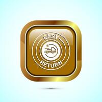 Easy return icon design illustration, Easy return label for product packaging. Gold color square button design vector