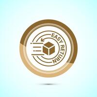 Easy return icon design illustration, Easy return label for product packaging. Gold color button design vector