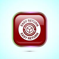 Easy return icon design illustration, Easy return label for product packaging. Red color square button design vector