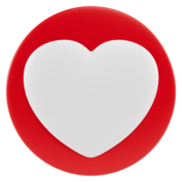 Stylized round social media icon with a heart. Isolated on transparent background png